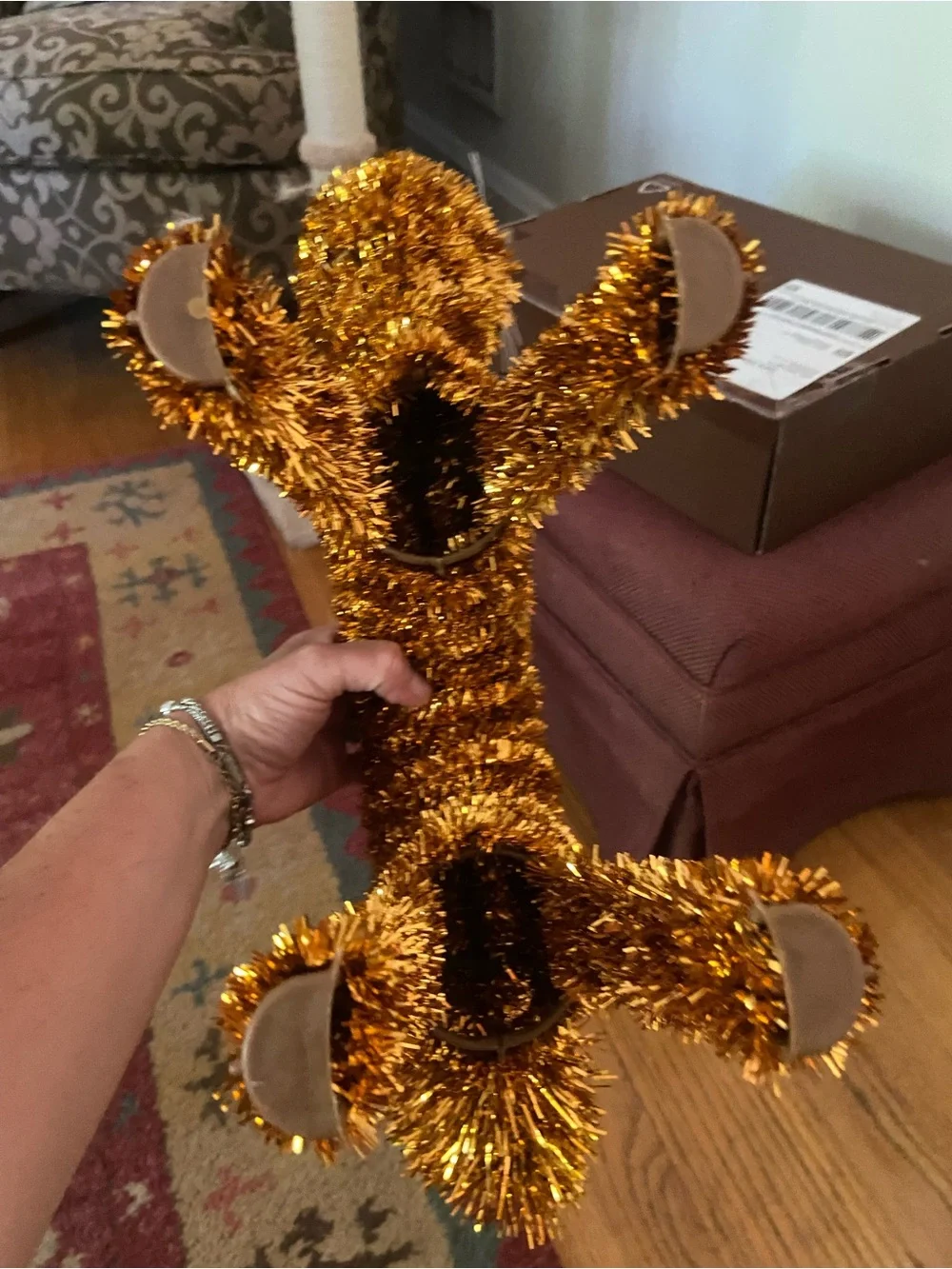 Halloween Orange Tinsel Cat Décor
